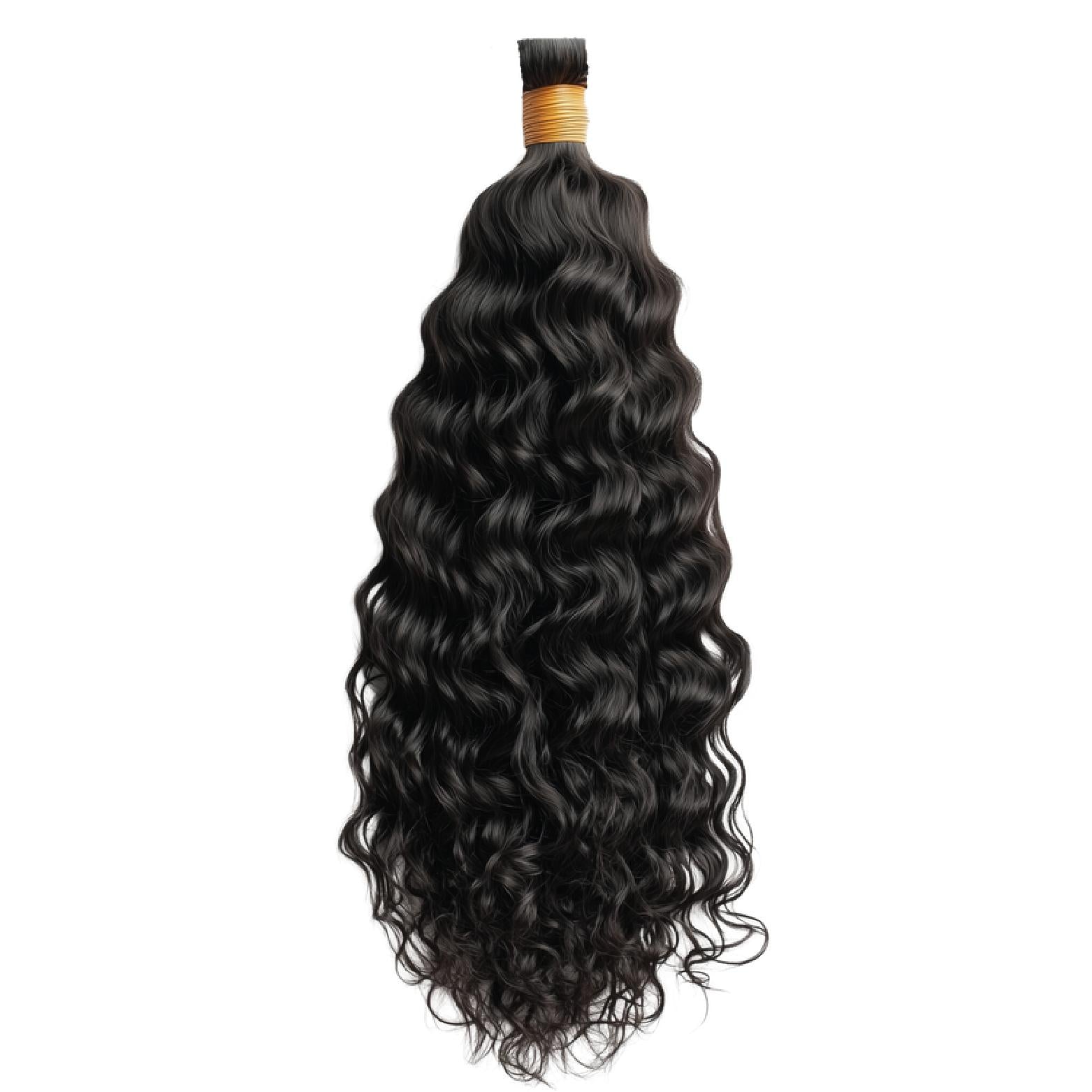 Bulk virgin raw Indian Temple unprocessed human hair extensions bundles, natural loose curly texture, perfect for boho braids, goddess braids, or braiding, available in 18”, 20”, 22”, 26”, 28”, and 30” inches, offering a soft, voluminous, and natural look, Remy or Remi hair. Deep wavy braiding hair, deep curly braiding hair