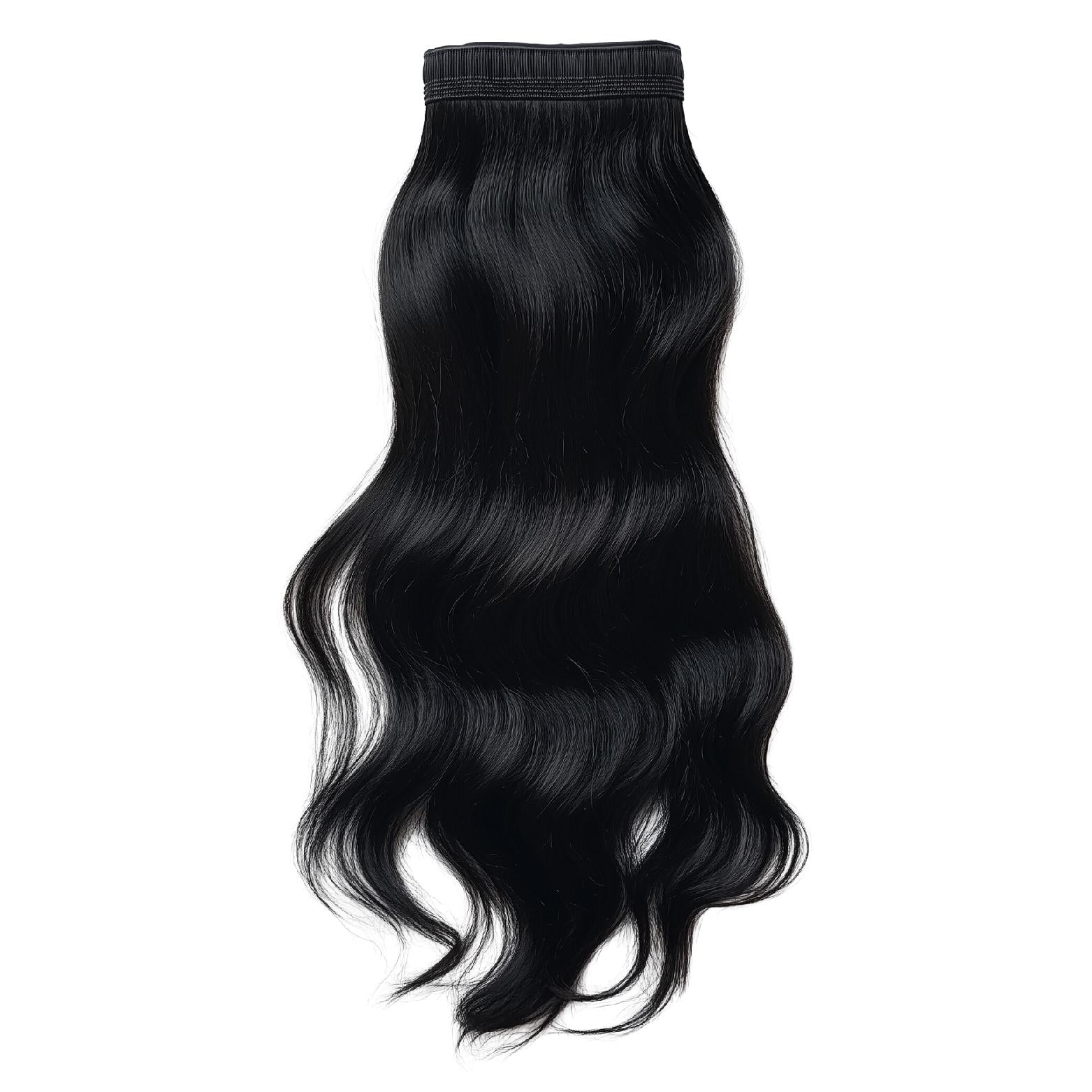 Weft virgin raw straight Indian unprocessed human hair extensions bundles, natural straight loose wavy texture available in 18”, 20”, 22”, 26”, 28”, and 30” inches, offering a soft, voluminous, and natural look, Remy or Remi hair.