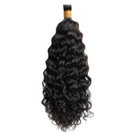 Bulk virgin raw Indian Temple unprocessed human hair extensions bundles, natural loose curly texture, perfect for boho braids, goddess braids, or braiding, available in 18”, 20”, 22”, 26”, 28”, and 30” inches, offering a soft, voluminous, and natural look, Remy or Remi hair.