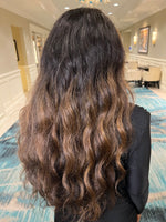 Weft virgin raw Indonesian unprocessed human hair extensions bundles, natural loose wave and wavy, bodywavy texture available in 18”, 20”, 22”, 26”, 28”, and 30” inches, offering a soft, voluminous, and natural look, Remy or Remi hair.